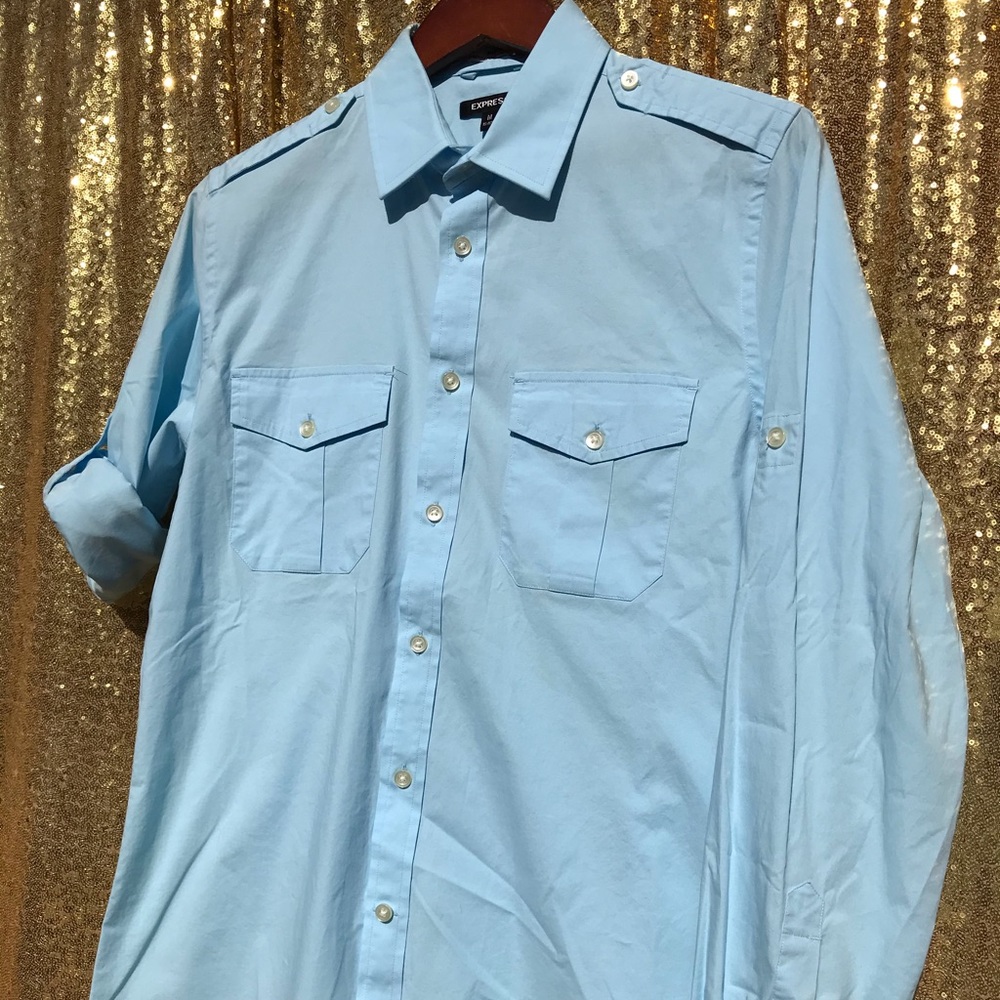 15-15.5 Express fitted long-sleeve button-down